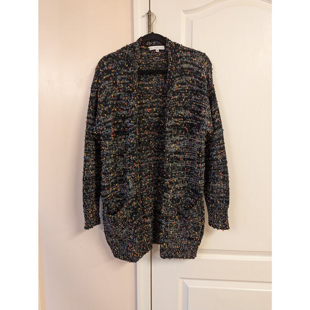 Blakeley Long Black Speckled Women's Cardigan Size 12-14 Large